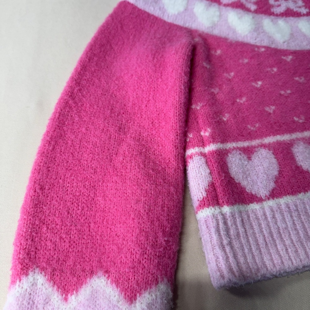 LoveShackFancy Dimples Pink Heart Bow Cropped Cardigan Sweater Size M Coquette - Picture 10 of 15